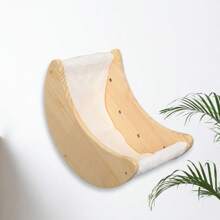 1 szt. Drewniany hamak dla kota, żerdź okienna z przyssawką, wiszące legowisko dla kota, legowisko w kształcie półksiężyca do użytku w pomieszczeniach, odpowiednie dla zwierząt domowych, kotów, legowisk dla kotów, domków dla kotów, mebli dla zwierząt, legowisk dla zwierząt, akcesoriów dla zwierząt, artykułów do użytku w pomieszczeniach, zabawek dla zwierząt, artykułów do użytku na zewnątrz, artykułów gospodarstwa domowego, drapaków dla kotów, legowisk i poduszek dla zwierząt