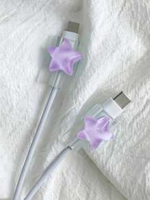 Set de 2 cables de datos de protección con estrella, que incluye dispositivo para enrollar el cable, clip protector de cable de carga y mordedor de cable, protector de cargador