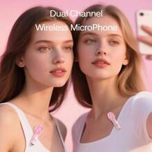 1in 2 Pink Professional Wireless Lapel Microphone, Equipped With Dual Lightning And Type-C Interfaces, Compatible With IPhone And IPad. Suitable For Small-Scale Video Recording, Interviews, Video Podcasts, Vlogs, And Live Streaming. Features Noise-Canceling Technology And Is Plug-And-Play.
