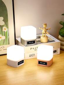 1pc LED Rechargeable Bedside Lamp, Level 3 Dimming, Digital Clock And Touch Control, Child/Adult Night Light, Sleeping Companion