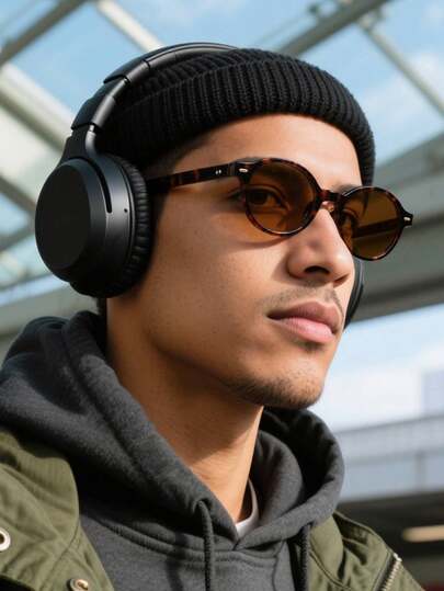 1PC Men's Vintage Bohemian Contrast-Color Oval-Frame Fashion Eyewear Perfect For Holiday Outings, Outfit Styling, And Daily Commuting