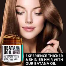 Batana Oil Hair Mask For Dry Damaged  Natural Batana Hair Mask Organic Prevent Hair Loss With Rosemary Biotin, Helps With Frizz, Split Ends, Texture & Shine For Men & Women Unrefined Batana Oil For- Authentic & Organic Dr Sebi Batana Hair Mask From Honduras - Natural - 紫紅色 - 查看 5