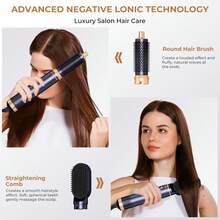 5-In-1 Negative Ion Hair Dryer, Air Curler, Straightener Brush, Drying Brush Multi-Functional Hair Styling Tool Set For Home Use