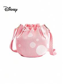 玛丽猫印花单肩包，抽绳袋时尚化妆包适合日常使用，独特的设计适合旅行和购物，是送给朋友的绝佳礼物 - 粉色 - 查看 2