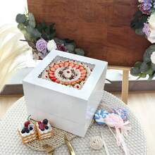 Superlele 10/20pcs Birthday Cake Boxes, 10x10x8/12x12x8/12x12x6 Inches Tall Cake Box With Window, White Bakery Boxes, New Year Gift Boxes, Large Baking Boxes, Cake Boxes With Window For Cakes, Pastries, Pies, Desserts