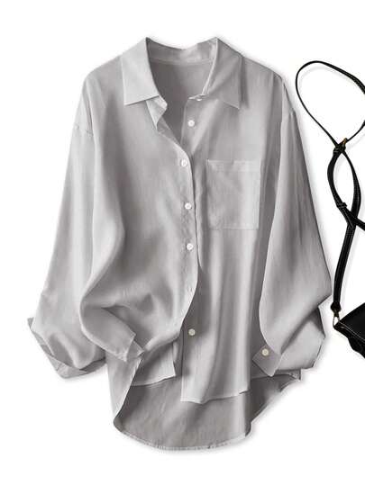 女士休闲宽松长袖衬衫，春秋季