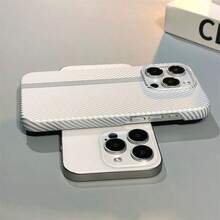 Simple White Carbon Fiber Apple 16 Promax Phone Case Compatible With IPhone 11/12/13/14/15 Pro Anti Drop Versatile Case - White - View 5