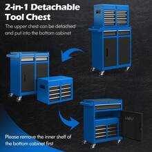 GOFLAME 5-Drawer Rolling Tool Chest High Capacity Tool Storage Cabinet With Lockable Wheel - Blue - View 6