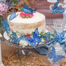 Local Delivery 60 Pcs 3D Sequined Purple Butterfly Wall Decor Stickers, 5 Styles 3 Sizes, Holographic Butterfly Decor For Kids Dorm Room & Wedding Decor - Sequined Blue - View 3