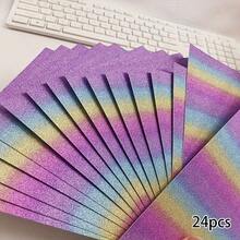24PCS Rainbow Stripe Card Paper, Decorative Paper, Craft Paper, Cardboard, Handmade Paper, A4 Size Unique Rainbow Colored Shiny Paper, Can Be Cut And DIY Various Styles, Can Make Invitation Cards, Decorative Cakes And Desserts School Supplies,Back To School - Color - View 1