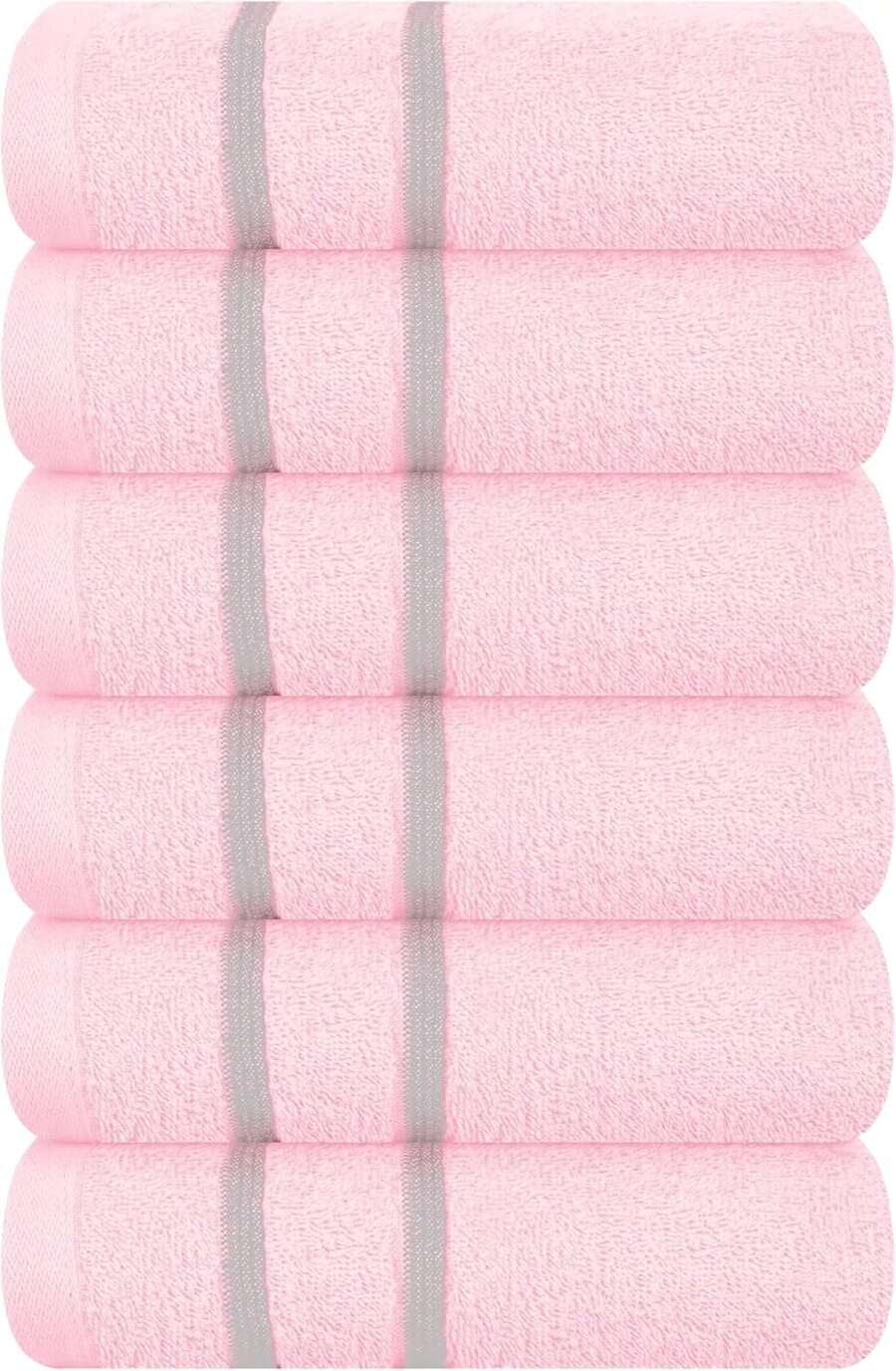 MyOwn Ultra Soft 3 Packs Cotton Towel Set, Contains A Bath Towel 28x55 Inch, A Hand Towel 16x24 Inch And Wash Cloth 12x12 Inch, Ideal Everyday Use, Compact And Lightweight - Pink, 71686 Back To School For Beauty Salon Home Bathroom - Pink - View 1
