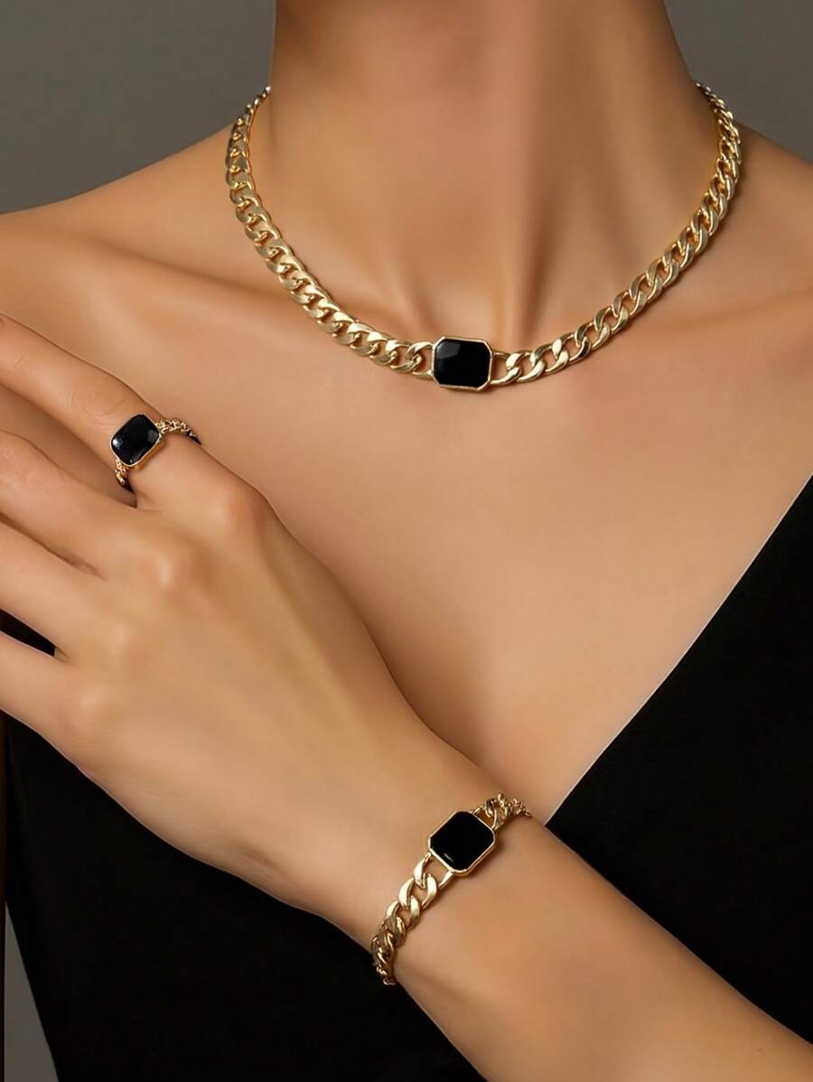 1 Fashionable Geometric Shaped Personalized Accessory Set