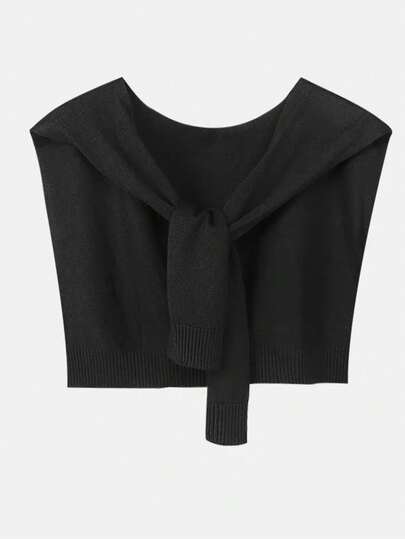 1件女士可爱纯色针织披肩开衫，保暖肩部披肩，适合日常穿着或搭配连衣裙