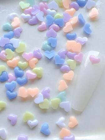 50 stuks mini love nagelaccessoires dopamine 3D hart macaron hars nagel diamant decoraties