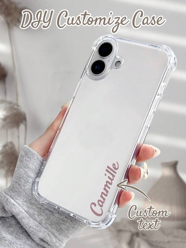 1pc Personalized Signature Transparent Anti-Fall Airbag TPU Full-Frame Camera Protection Shockproof Phone Case For IPhone11/12/13/14/15/16/16Pro/16Plus/16ProMax/X/XR/XSMax/7/7Plus, S25/S25Ultra/S25Plus And Other Models, Suitable As Gifts For Friends