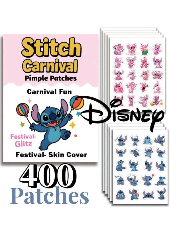 Disney 400 Patches Stitch Pimple Patches - Disney Cute Party Skin Tag Patch, Cover Blemishes Before Makeup Pore Patches Spot Cover Stickers For Face And Skin.