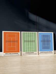 3pcs Tennis Tournament Canvas Art Set, High Quality Minimalist Wall Decor, Interior Wall Decor, Modern Wall Art, Tennis Decor, Wall Arts, Poster, Art Prints, Wall Arts, Posters, Paintings, For Living Room, Bedroom, Bathroom, Optional Frame - Multicolor - View 17