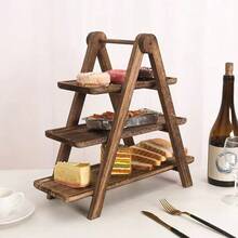 3-Tier Wooden Tray, Made Of Rosewood, No Power Needed, Kitchen Storage Rack, Buffet Display Stand, Suitable For Home, Hotel, Restaurant - Multicolor - View 5