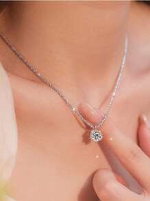 1 pieza Collar de mujer con decoración de cristales brillantes, elegante collar de gargantilla lujoso, cadena de cuello delicada y versátil de moda, estilo de
