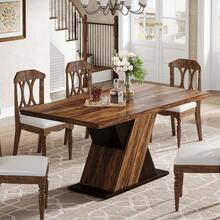 Tribesigns 55-Inch Wooden Dining Table, Farmhouse Rectangle Rustic Brown Dinner Table For 4, For Small Spaces, Dining Room, Rustic Brown - Nâu mộc mạc - Xem 11