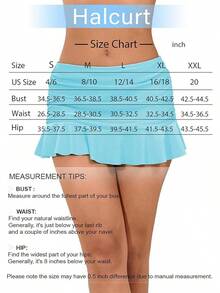 Halcurt Women's Low Waisted Ruched Ruffle Swim Skirts With Hipster Bikini Bottoms Tummy Control Swimsuit - Turquoise/Ruched - View 6