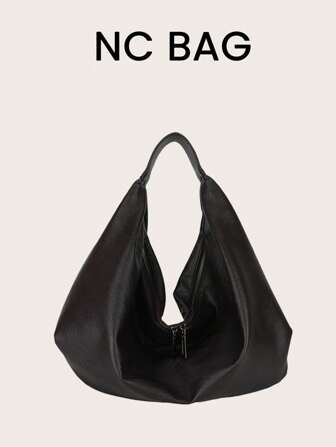 Large Retro Style Hobo Bag Large Capacity PU Tote Bag Women's Casual Shoulder Bag Armpit Bag With Zipper,Suitable For Shopping,Commuting,Work And School,Suitable For College Students,White-Collar Workers And Rookies, Minimalist Style Women Bag