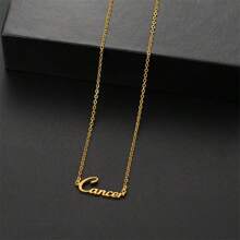 1 pieza Collar con colgante de los 12 signos del zodiaco en inglés, de acero inoxidable, accesorio de joyería con capas sencillo y personalizado para mujeres