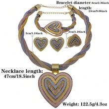 珠宝套装 女士婚礼珠宝 迪拜 18K 黄金珠宝 非洲设计师耳环 新娘流苏项链 - 金黃色 - 查看 6