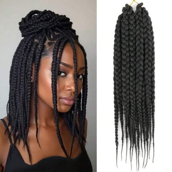 3 Pcs 14 Inch Short Box Braids Crochet Hair Extensions Pre-Looped Knotless Box Braids 3X Bohemian Braiding Hair Extensions