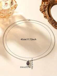 Um Elegante e Luxuoso Colar Feminino com Pingente em Formato de Lágrima de Ametista, Adequado para Noivas, Noivados, Casamentos e Presentes de Aniversário.