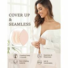 CZSeamless Added Lift UltraThin Sticky Pasties Nipple Covers Silicone Strapless Adhesive Bras Breast Petals1613 - Large - 查看 5