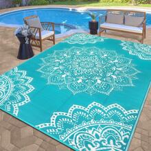 Alfombra de exterior, alfombra reversible de paja de plástico impermeable, alfombras y tapetes de exterior grandes para caravana, picnic, patio trasero, balcón, porche, playa
