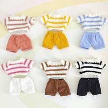 Nuevo accesorio de llavero con suéter de punto a rayas adecuado para ropa de muñeca Labbubu de 17 cm, regalo para fiesta de cumpleaños infantil