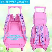 3pcs Set Penguin Pattern Rolling Backpack, Girls, Wheeled Children School Bag, UV Printed Rolling Backpack Set With Lunch Box - Trolley Backpack - View 5