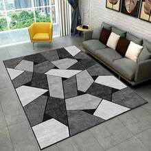 [1pc] Modern Minimalist Abstract Area Rug, High-Low Texture Bohemian Design, Lightweight, Non-Slip, Washable, Suitable For Bedroom, Living Room, Hallway, Entryway, Home Decor. Material: Crystal Velvet, 850g/㎡ Density, Dotted Backing, 5mm Thickness Entryway Decor Bathroom Kitchen Decor - Multicolor - View 34