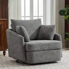 Chifee & Vingol 40.6" Oversized Swivel Accent Chair,Chenille,Orange - Chenille-charcoal - View 1