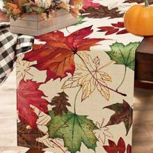 1PC Autumn Maple Leaf Table Runner, Autumn Watercolor Leaf Kitchen Table Decoration, Seasonal Home Decoration Indoor And Outdoor Party Supplies