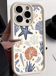 Ocean Octopus Printed Beige Textured Thick Anti-Fall Protective Phone Case, Compatible With IPhone 16/15/14/XR/XS/X/7/8, IPhone 15 Pro Max/13 Pro Max/14 Pro Max, IPhone 13/14/11/12 Pro Max, IPhone 14/7/8/15 Pro Max 13, IPhone 14, IPhone 11, IPhone 12 Pro, XS TPU Soft Anti-Fall Phone Case