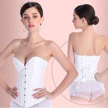 Corset Corset Corselet Floral Bodice Without Frill Fancy Dress Party - trắng - Xem 4