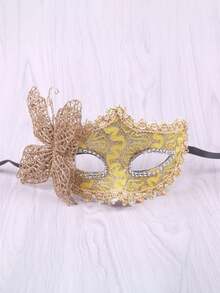 万圣节化妆舞会半脸面具、威尼斯公主面具、金色闪光蝴蝶面具、3D蝴蝶面具、半脸美容面具、美容面具、节日和派对用品、派对配饰、派对面具 - 彩色 - 查看 18