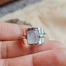 Unique Moonstone Silvery Ring, Women's Vintage Bohemian, Broadband Ring, Statement Ring, Everyday Vacation Jewelry, Birthday Gifts For Her - 8 - Xem 4