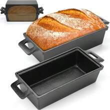 2 Piece 10 X 5 Inches Cast Iron Bread Pan With Lid 2 In 1 Loaf Pans Set Cast Iron Bakeware Sourdough Pots For Baking Bread Homemade Meatloaf Black Cast Iron - BlackCastIron - Xem 1