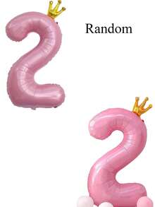 40 英寸巨型粉色皇冠铝箔数字气球（0-9）- 女婴 1 岁生日装饰、照片背景道具、氦气派对用品