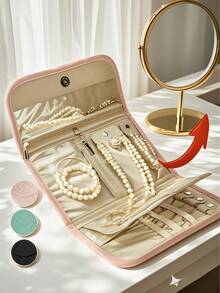 1PC Collapsible Jewelry Organizer, Practical Travel Jewelry Organizer, Earring Necklace Ring Jewelry Pouch Jewelry Roll Bag, Cosmetic Bag, Waterproof Travel Jewelry Pouch, Portable Jewelry Organizer, Essential Travel Accessories - Multicolor - View 13