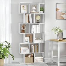 HaluPeit Bibliothèque, Étagère à 6 Niveaux, Bibliothèque de Bureau, Meuble de Rangement, Etagère, pour Salon, Chambre, Bureau, Moderne, 29 x 78,6 x 188,4 cm, Blanc - Blanc - Voir 3