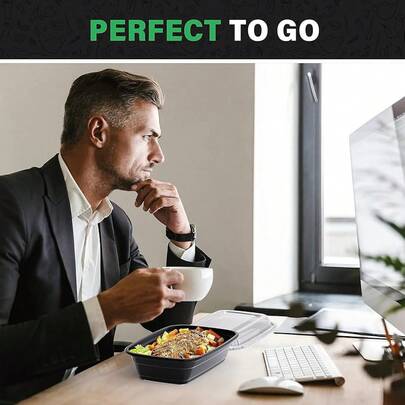 Meal Prep Containers, 5 Pack 26 Ounce Food Storage Containers With Lids, Disposable Bento Boxes, Reusable Plastic Lunch Boxes