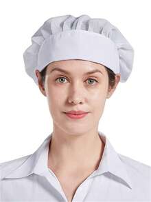 1 件纯色厨师帽，可重复使用发网，可调节弹性厨师工作帽，男女皆宜，适用于餐饮服务和厨房