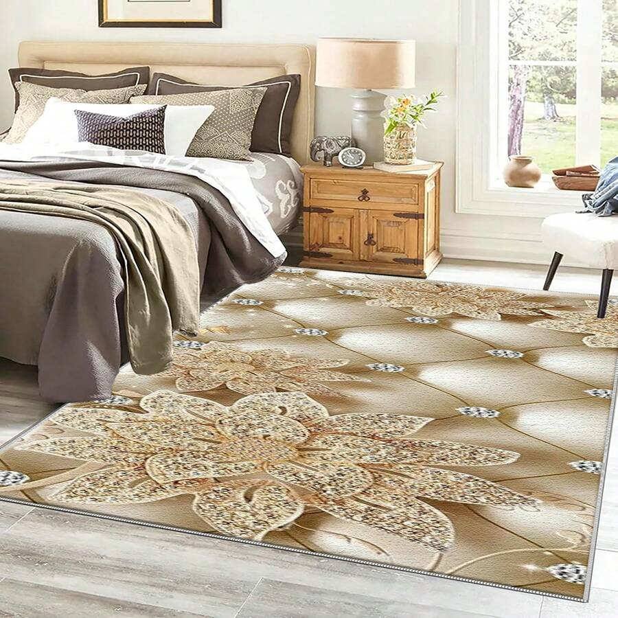 [天鹅绒] 1 件几何区域地毯，轻便易洗，易于处理秋季装饰和秋季地垫，适用于客厅、卧室、浴室、办公室、阳台、房间配件返校浴室厨房装饰 - 彩色 - 查看 1