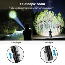 1 Stück Outdoor Multifunktions-Taschenlampe, hochhelliges Licht mit langem Strahl Camping Lampe mit Aufhängehaken Design, breites Flutlicht und seitliche Arbeitsleuchte