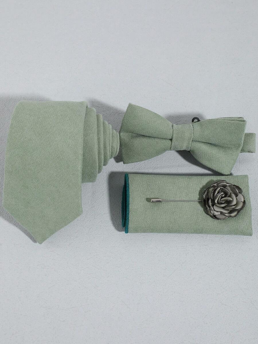 4 sztuki/zestaw męskich krawatów z miękkiego aksamitu, zestaw akcesoriów weselnych, zielony krawat, minimalistyczny i uniwersalny do codziennego noszenia